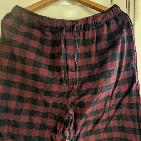 Garnet Hill Mens Organic pima cotton pajama bottoms red black - Picture 5 of 7